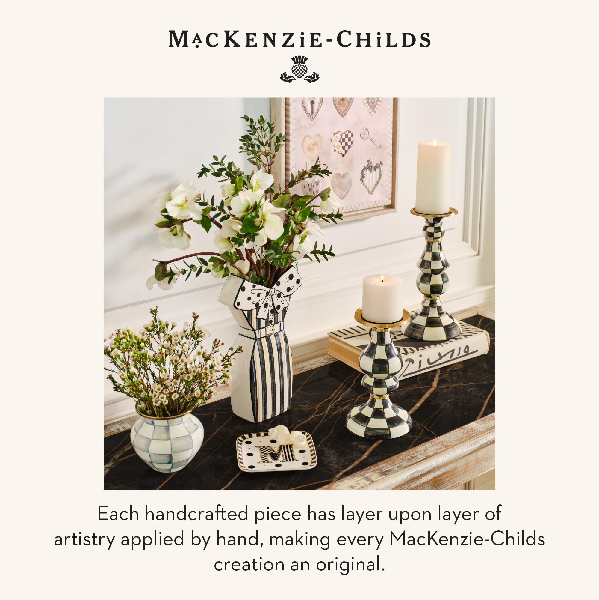 Amazon.com: MACKENZIE-CHILDS Large Enamel Vase, Unique Flower-Vase